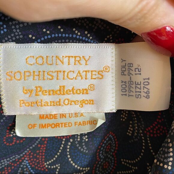 Vintage Country Sophisticates‎ by Pendleton Blouse with attached Scarf Size 12 - Picture 8 of 12